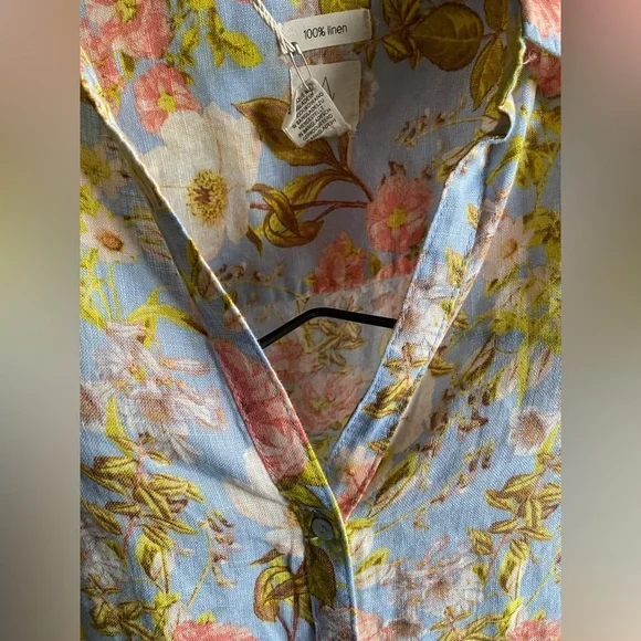 NWT Joie Floral Button-Up Linen Shirt Large - Picture 9 of 11